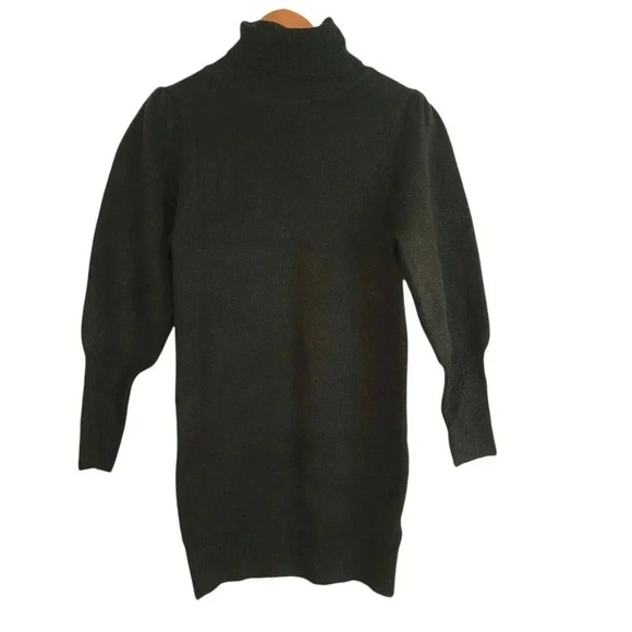 SEE U SOON TURTLE NECK black LONG SWEATER BALLON BISHOP SLEEVE SIZE  S/M WOMEN'S - Picture 1 of 8